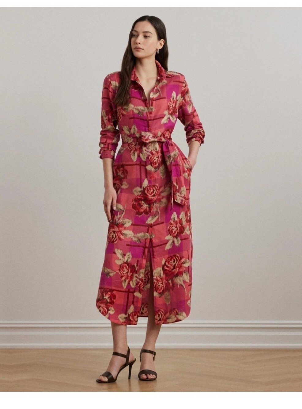 Ralph Lauren Floral Linen Shirtdress Summer Lightweight Party Dress